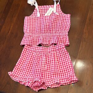 Janie and Jack Pink Checkered Set